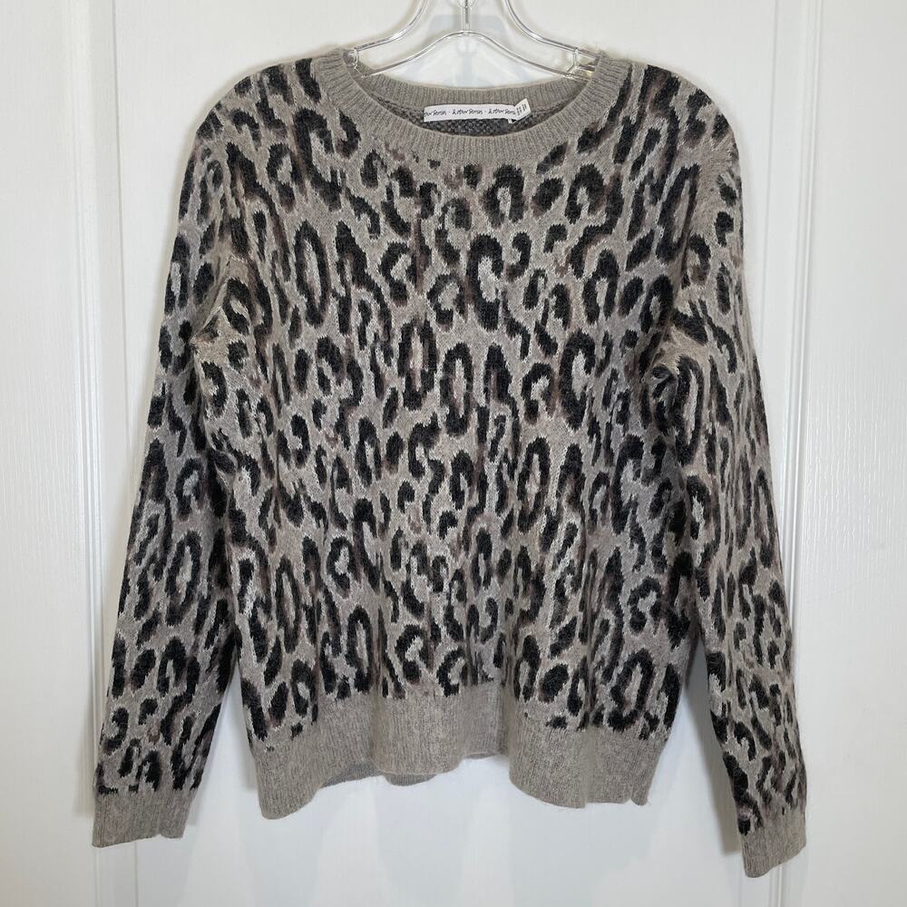 & Other Stories Leopard‎ Print Sweater Mohair Cotton Wool Gray Black M